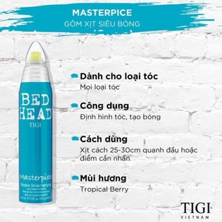 [ TIGI ]GÔM XỊT TÓC SIÊU BÓNG TIGI BED HEAD MASTERPIECE 340ML