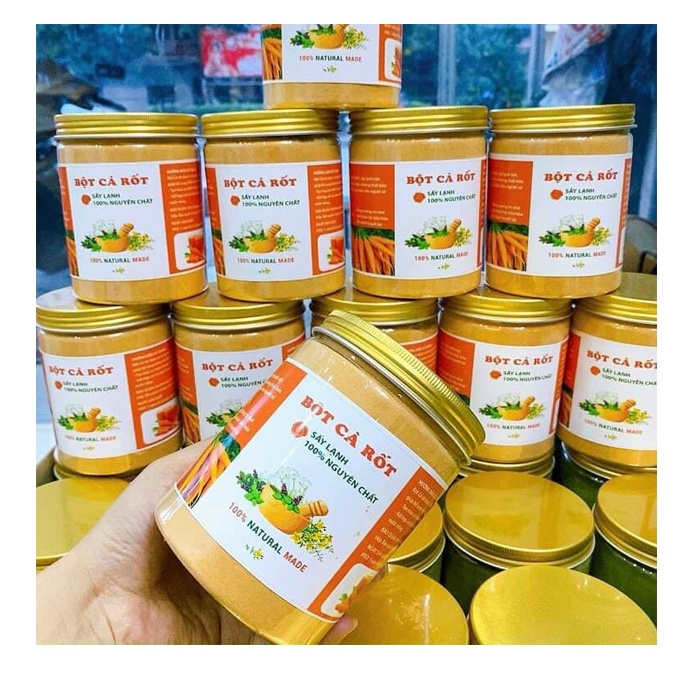 Bột cà rốt sấy lạnh nguyên chất (hộp 500g), bột củ cà rốt, thơm ngon, bổ dưỡng, cam kết chất lượng, bảo hành sản phẩm