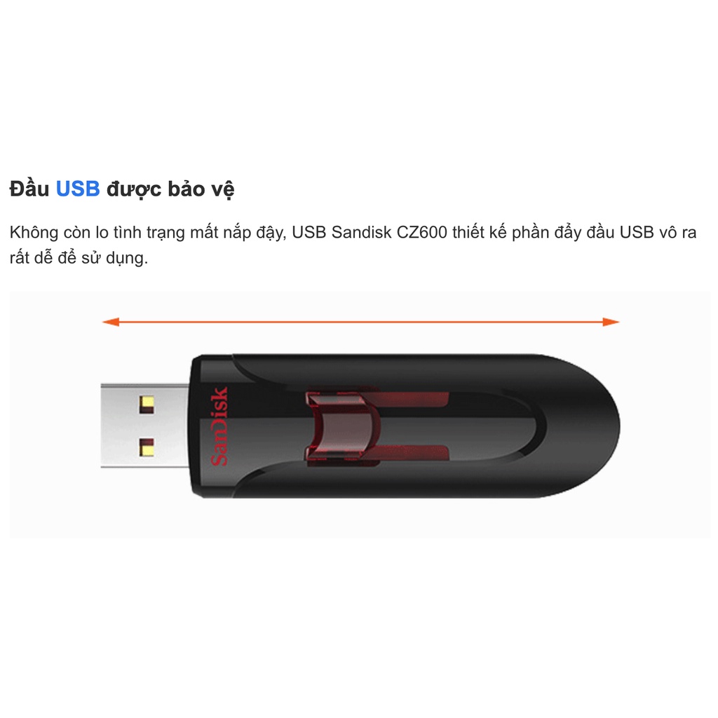USB 3.0 Sandisk CZ600 64GB / 32GB / 16 GB cruzer glide, tốc độ cao 100MB/s - bảo hành chính hãng 5 năm