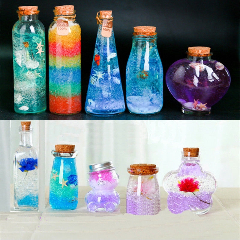 Set 10 Lọ Điều Ước Bằng Thủy Tinh Rỗng Trong Suốt Có Nút Bần