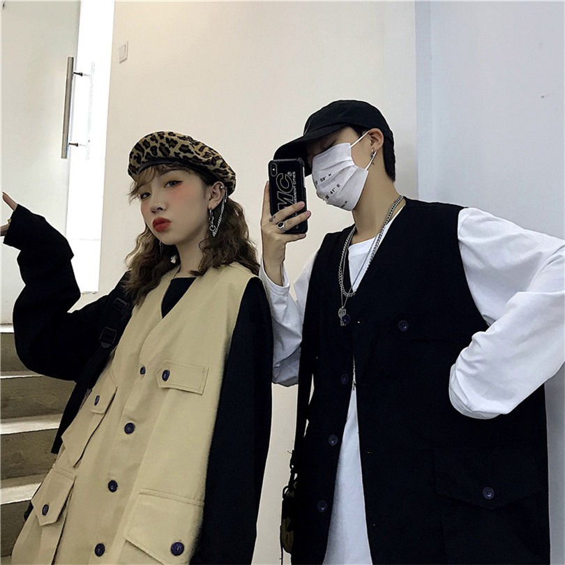 [Hàng Sẵn Sàng] Miễn Phí Vận Chuyển Áo Vest Dành Cho Nam Và Nữ 126459Quần Dài Dáng Rộng Màu Trơn Phong Cách Harajuku Hàn Quốc Dễ Phối Đồ