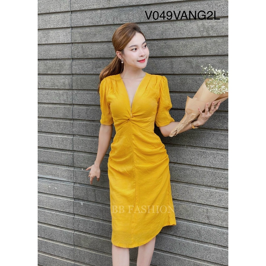Đầm nữ cổ xoắn ngực 2 lớp cao cấp, Váy nữ thiết kế dáng midi chất xô gân mềm mịn hàng loại 1 V049 | BigBuy360 - bigbuy360.vn
