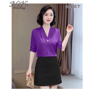 Áo sơ mi tay lỡ cổ tim 404