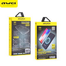 Sạc dự phòng cao cấp không dây Qi 12000 MAh chính hãng Awei