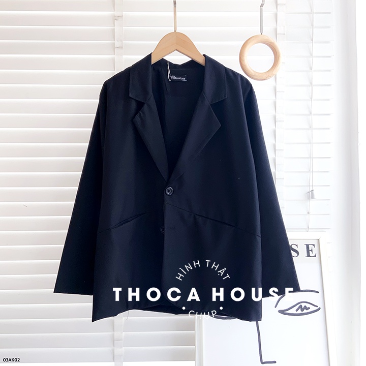 Blazer nữ khoác vest 2 lớp có lót đen túi mổ THOCA HOUSE phù hợp đi làm công sở, sự kiện, đi học, đi chơi