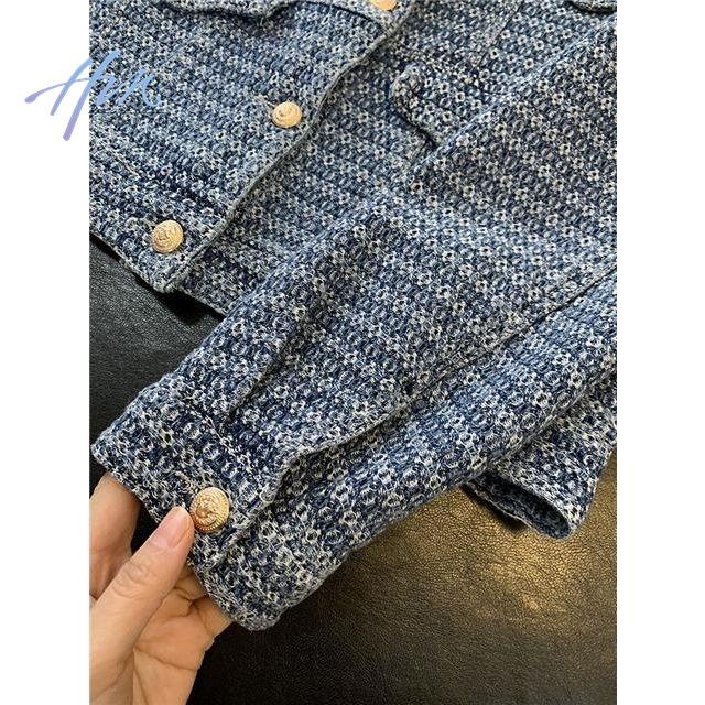 Áo Khoác Denim Dáng Rộng Màu Sắc Tương Phản Thời Trang Mùa Xuân Dành Cho Nữ