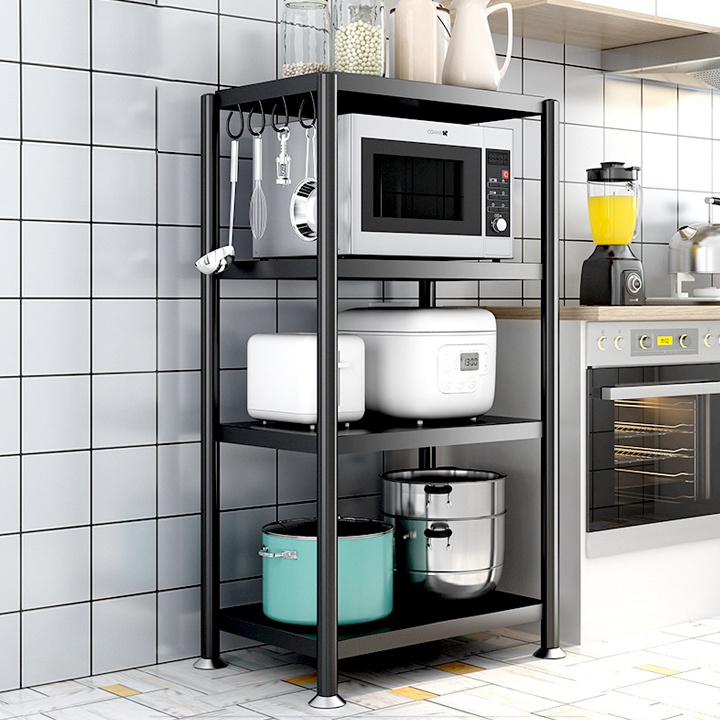 Kệ lò vi sóng đa năng thép đen KRO36, Kích thước 60x40x120cm dụng cụ sắp xếp nhà bếp gọn gàng, sang trọng.