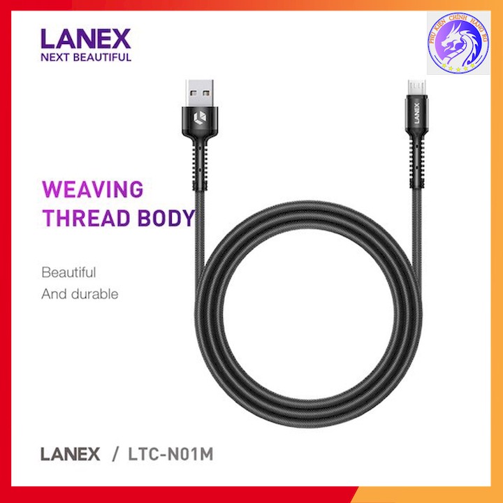 CÁP SẠC NHANH DÂY DÙ MICRO USB 2.4A LANEX LTC-N01M - DÀI 1.2M