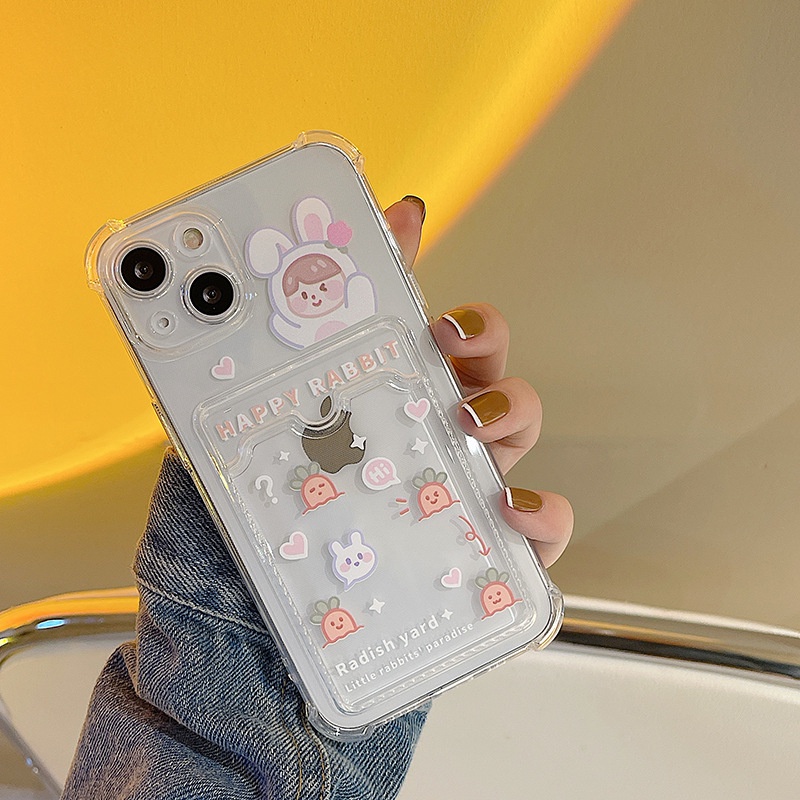 Ốp lưng iphone ốp Điện Thoại Họa Tiết Hoạt Hình Chú Thỏ Kèm Ngăn Đựng Thẻ Cho iPhone 14 13 12 11 PROMAX XS XR XSMAX SE2020 6 7 8P
