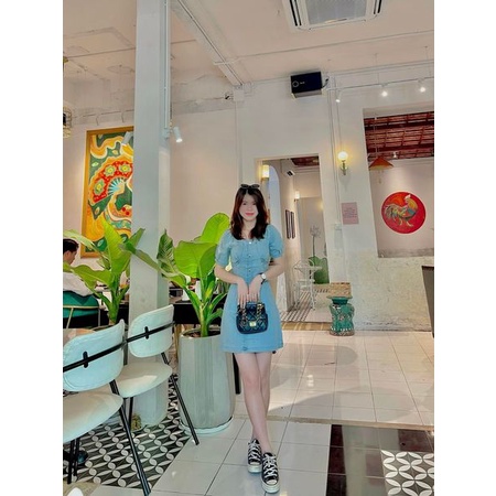 Đầm jeans vải giãn tay