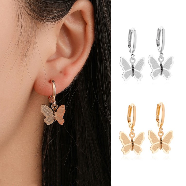 Korean Earrings Frosted Butterfly Earrings Sweet And Versatile Simple Style