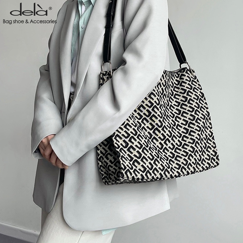 Dela Túi Tote Vải Canvas Nhẹ Cỡ Lớn In Họa Tiết Tranh Sơn Dầu Thời Trang Cho Nữ