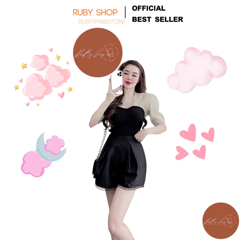 Quần Short Tafta Ren , Với Thiết Kế Chân Ren Đặc Biệt , Lên Dáng Cực Xinh