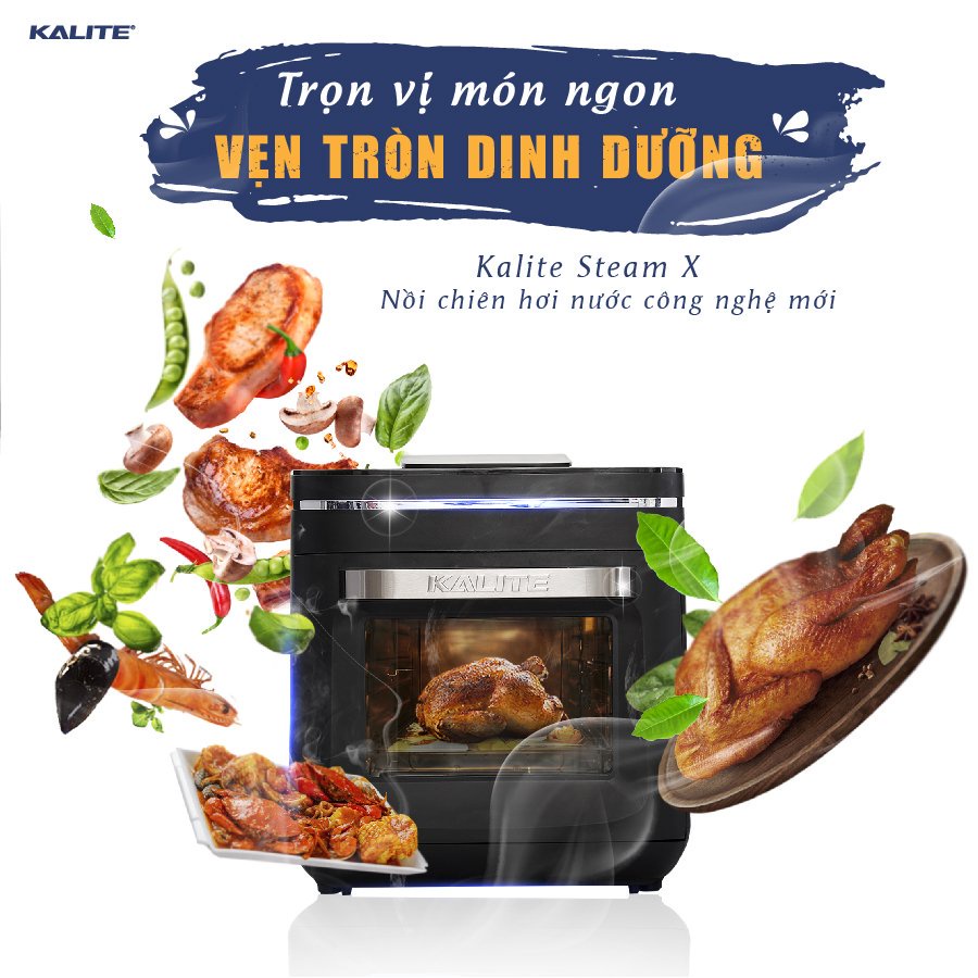 [Mã ELHADEV giảm 4% đơn 300K] Nồi chiên hơi nước Kalite Steam X 15L, chiên không dầu nướng gà nguyên con 1635W