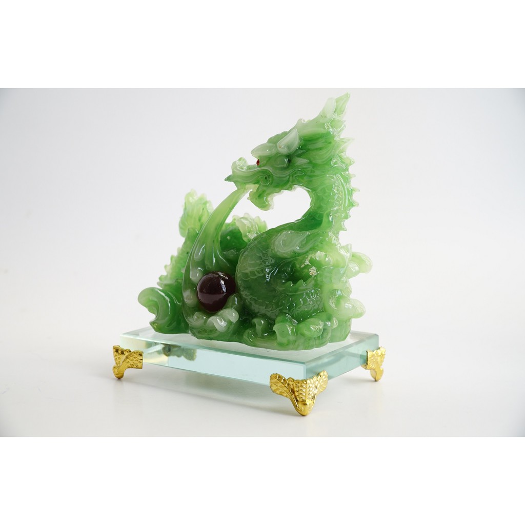 Tượng Rồng phong thủy ngọc xanh cầu công danh tài lộc đế kính - Cao 15cm | BigBuy360 - bigbuy360.vn