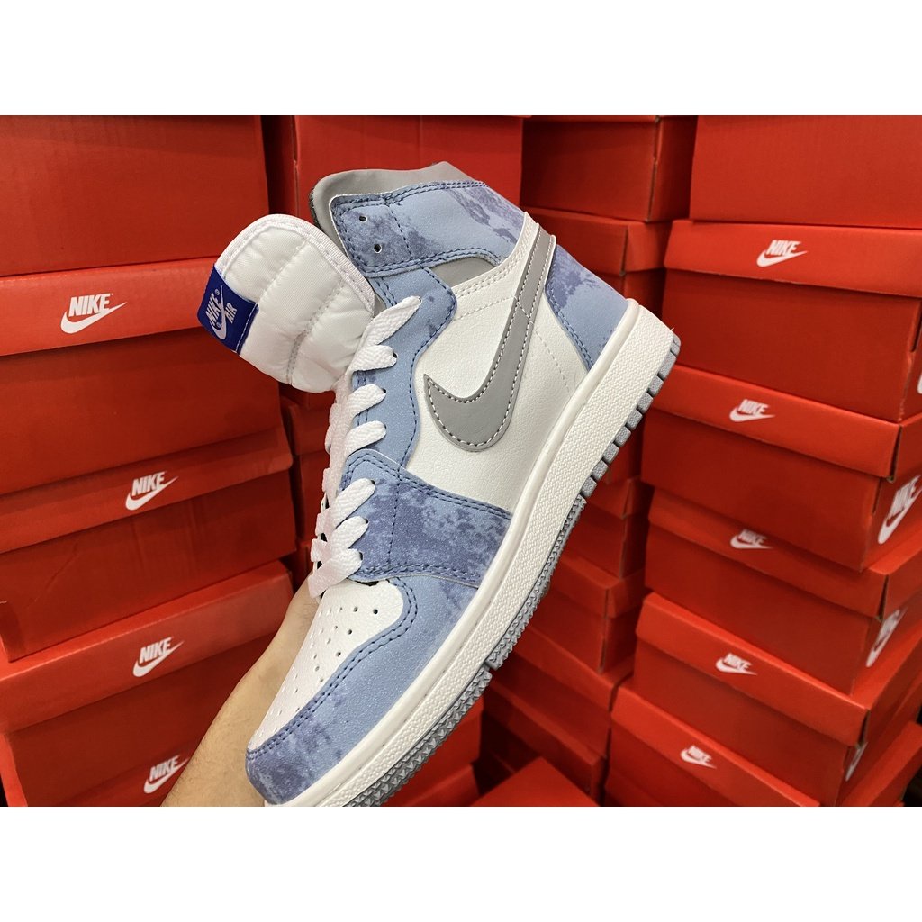 Giày Jordan cổ cao HYPER ROYAL màu xanh loang nam nữ, Giày Jordan 1 HIGH Hyper xanh nỉ bản đẹp full box bill