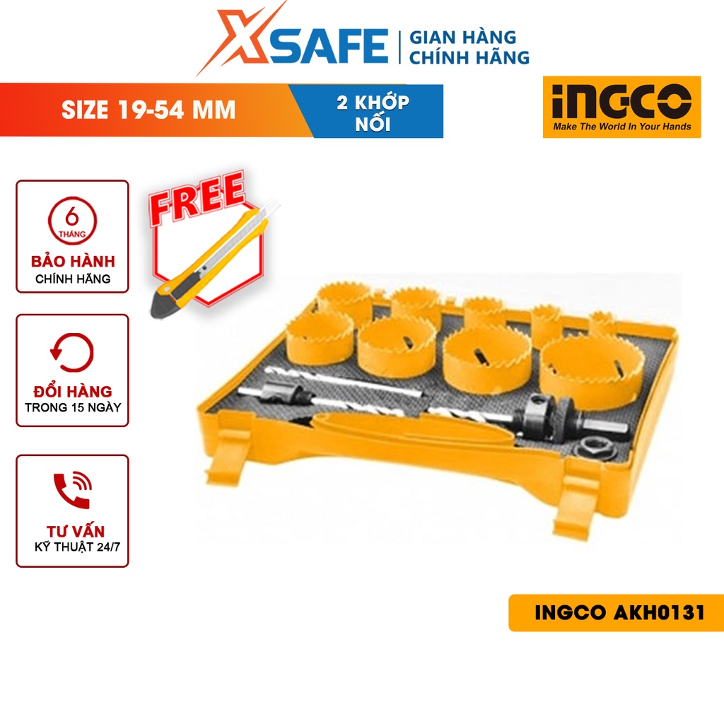 Bộ mũi khoét kim loại 12 chi tiết INGCO AKH0131 đa dạng kích thước