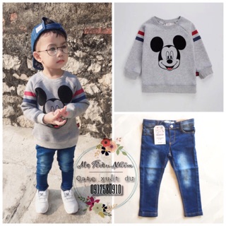 Áo nỉ zara mickey ghi đậm