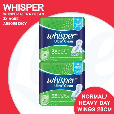 Băng vệ sinh ban đêm Whisper Ultra Clean 28cm gói 5 miếng.