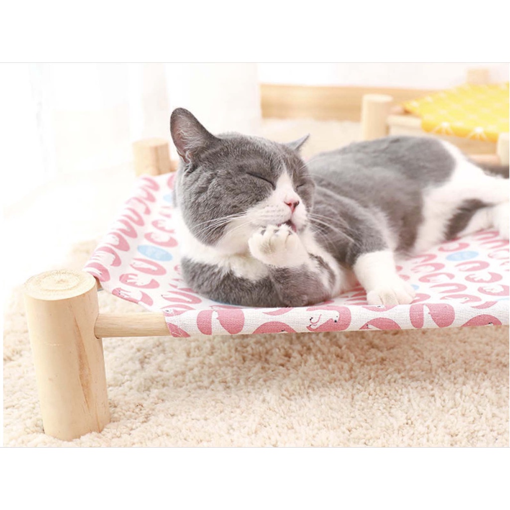 Giường gỗ cho thú cưng, võng gỗ cho chó mèo