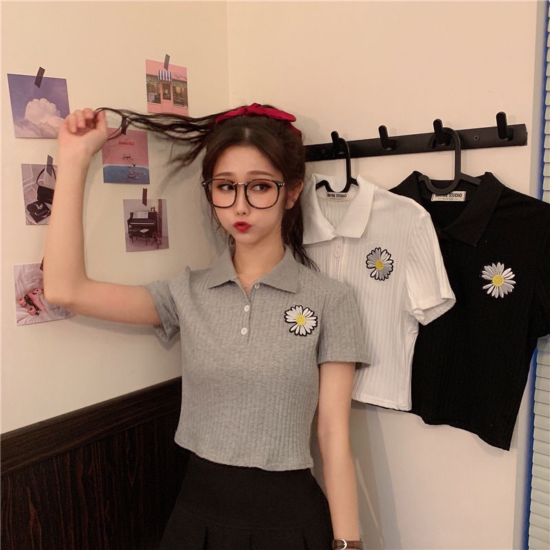❤️❤️áo polo Dệt Kim Ngắn Tay Thêu Họa Tiết Thời Trang Mùa Hè Hàn Quốc Cho Nữ | BigBuy360 - bigbuy360.vn
