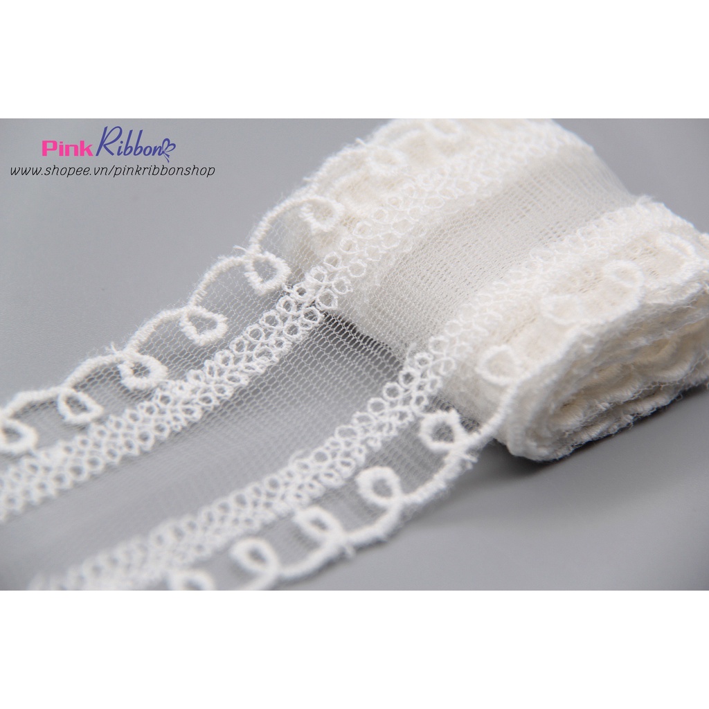 Ren trắng thêu hoa 5cm - 8k/m