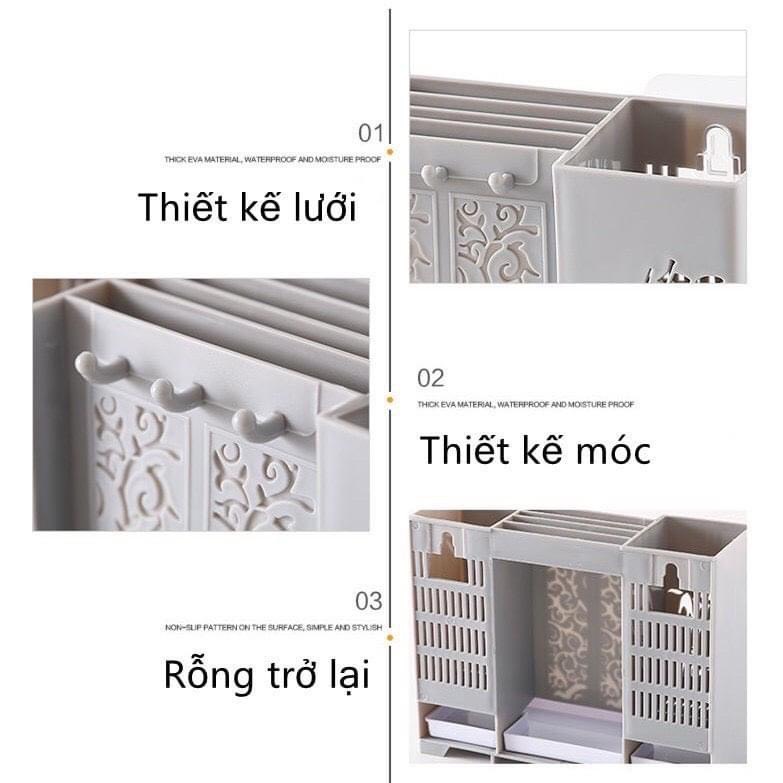 Ống Đựng Dao Đũa Muỗng Dán Tường, Để Bàn Nhà Bếp Họa Tiết Cây Trúc,Khay kệ để đồ nhà bếp dán treo tường đa năng cao cấp