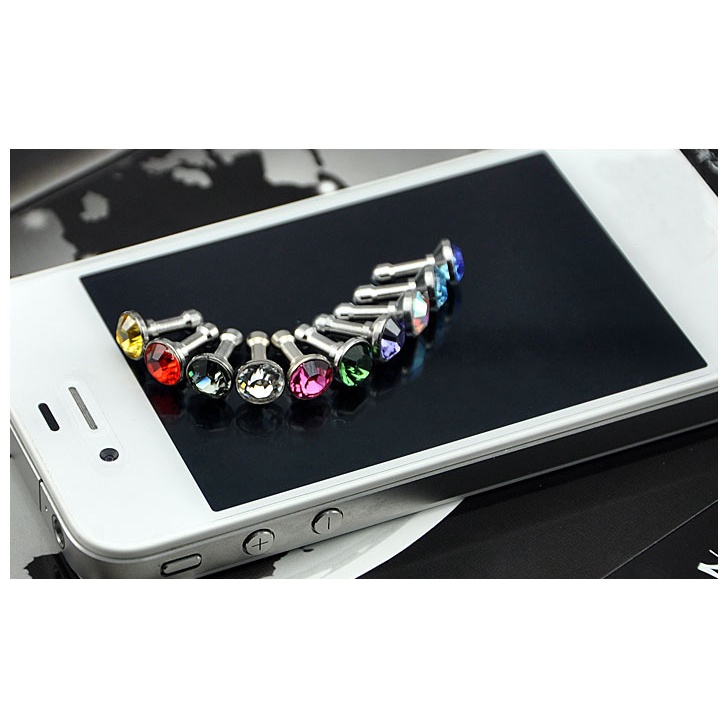 Nút Cắm Lỗ Cắm Chống Bụi 3.5mm Đính Kim Cương Cho Điện Thoại Di Động