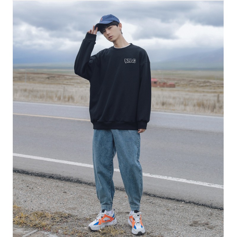 Áo sweater dài tay nam nữ unisex KAWS áo nỉ bông dài tay thu đông form rộng lót bông | BigBuy360 - bigbuy360.vn