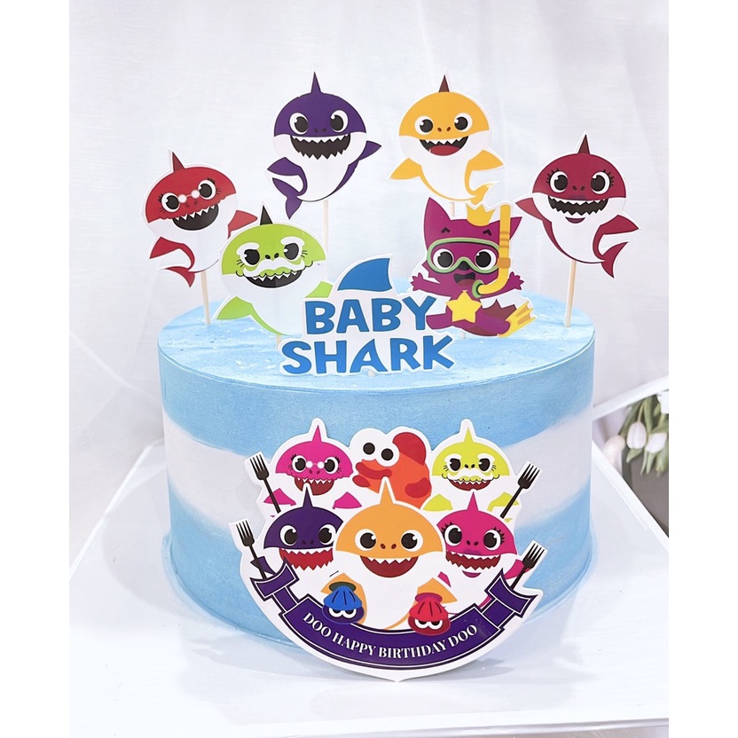 10 set cắm baby shark (không có chữ HPBD)