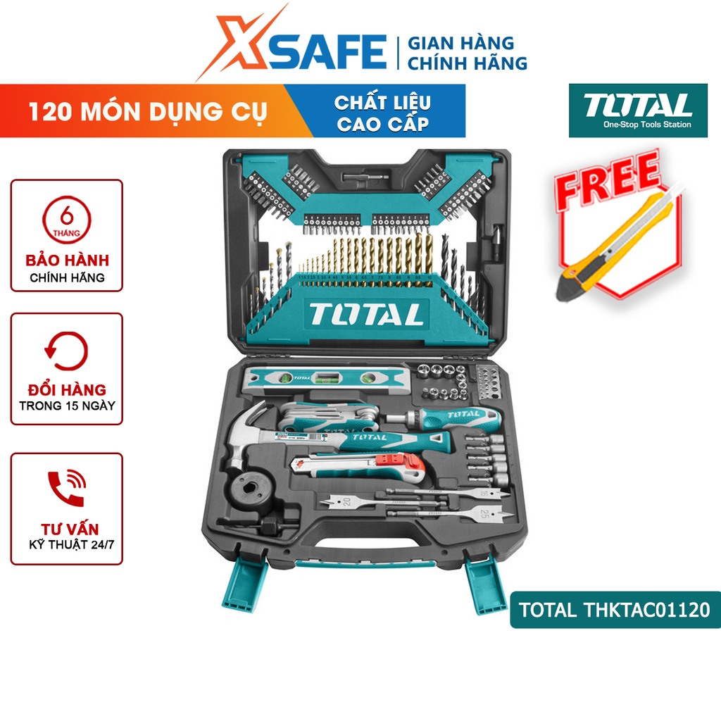 Bộ đồ nghề 120 chi tiết TOTAL THKTAC01120 hợp kim cứng cáp, phủ lớp chống gỉ sét, bền chịu nhiệt - chính hãng
