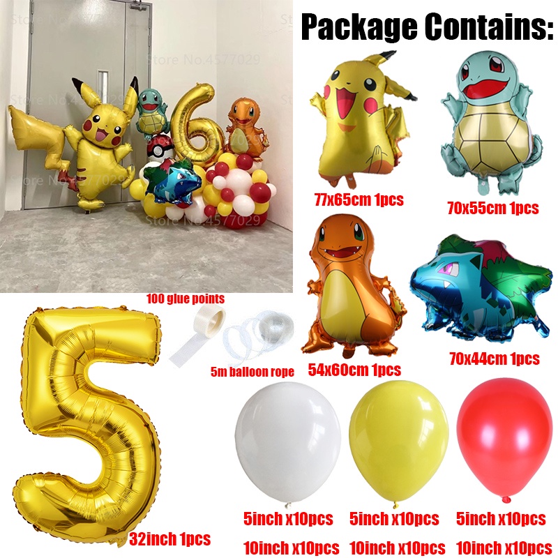 TAKARA TOMY Set 67 Bong Bóng Nhôm Hình Pokemon Trang Trí Tiệc Sinh Nhật Cho Bé