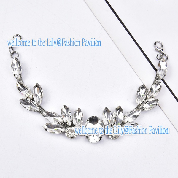 1402885 Phụ Kiện Dây Xích Tròn Đính Đá Mắt Ngựa Trắng Trang Trí Túi Xách / Đầm Cô Dâu