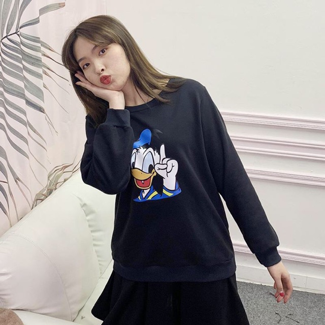 Áo thun sweater big size màu đen tay dài size lớn 65-100kg