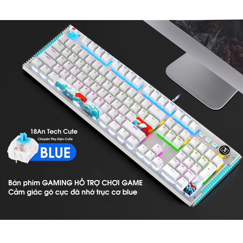 Bàn Phím Cơ, bàn phím Gaming NEW K968 SUPER GAME Có 25 Chế Độ Led Đổi Màu Keycap Siêu Xịn, Tương Thích Máy Tính PC...