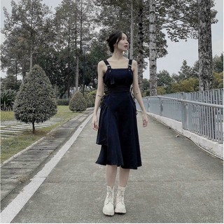 Đầm 2 Dây Lệch Tà Đan Dây Eo (100% ảnh thật)