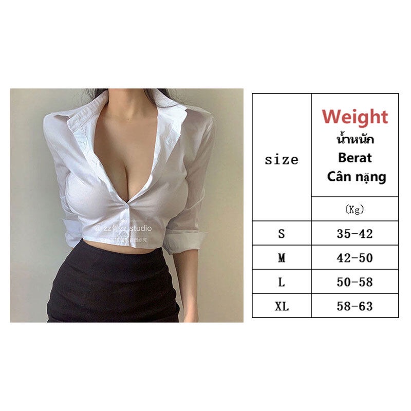 Áo sơ mi YEYA dài tay cổ chữ V xẻ sâu chất lượng cao cho nữ