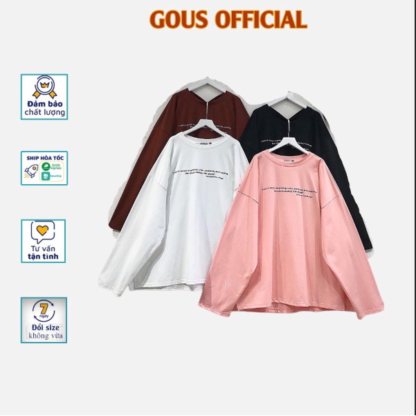 Áo Phông Dài Tay Nữ Unisex Phông Nhiều Màu VVG Chất Liệu Cotton Phong Cách Trẻ Trung Năng Động - 1807 Gous Official