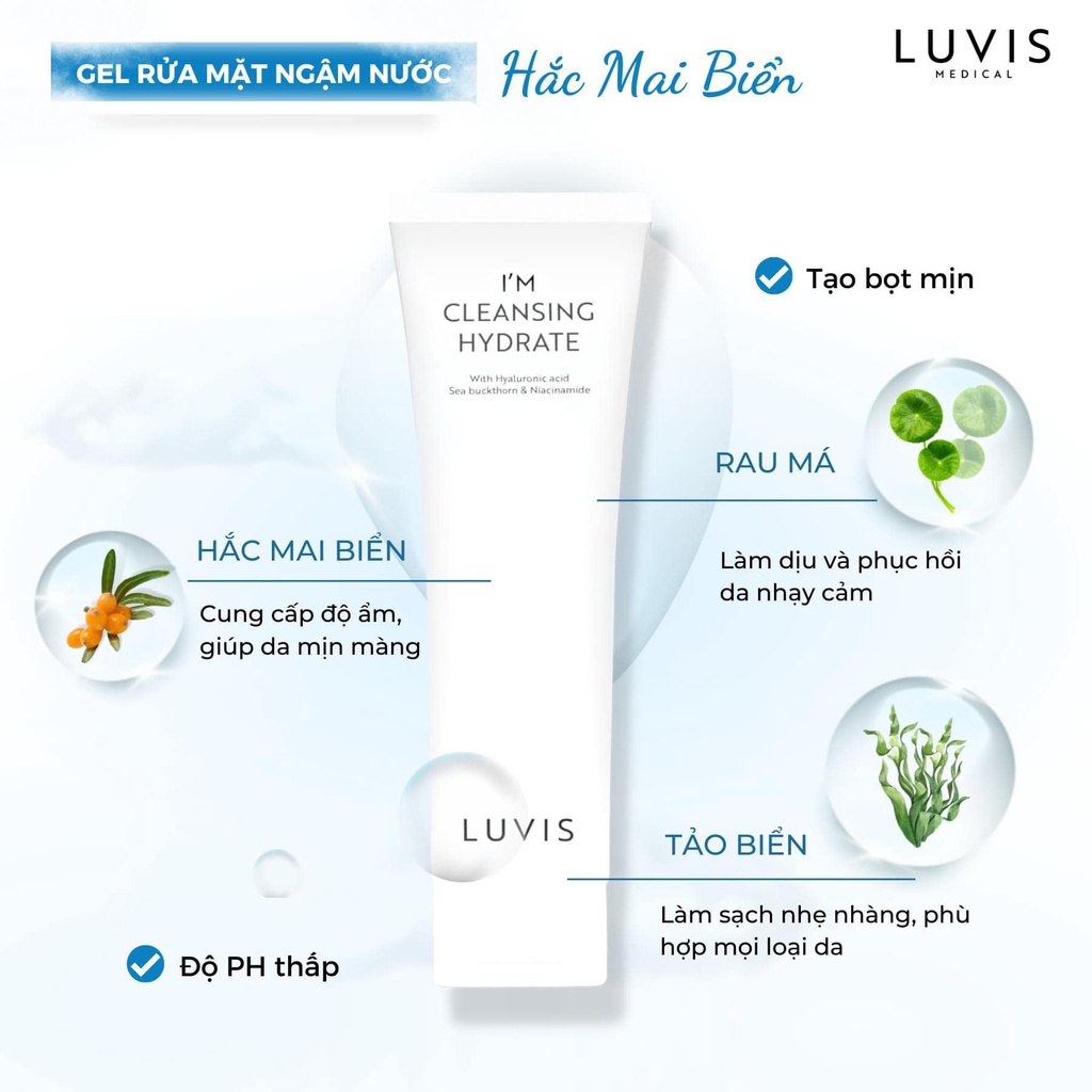 Gel rửa mặt Luvis 120ml - Gel rửa mặt chiết xuất hắc mai biển
