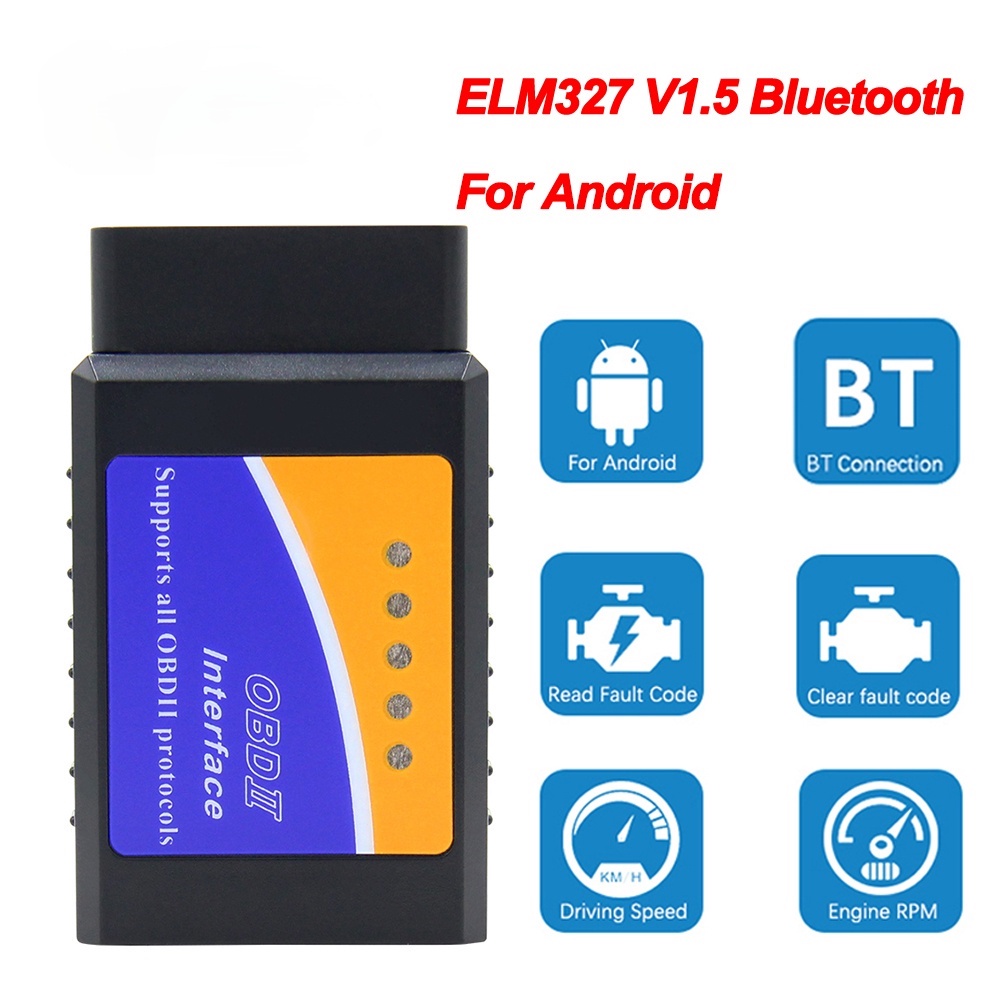 Máy quét Bluetooth ELM 327 V1.5 Obd2 cho Android elm327 v1.5 ODB2 Đầu đọc mã OBD 2 Công cụ quét chẩn