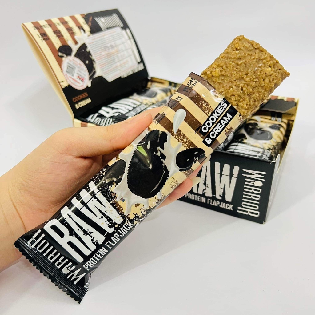 Bánh Warrior Protein RAW, Bánh Protein, nhiều chất xơ fiber, protein, ít béo, bổ sung năng lượng trước và sau tập