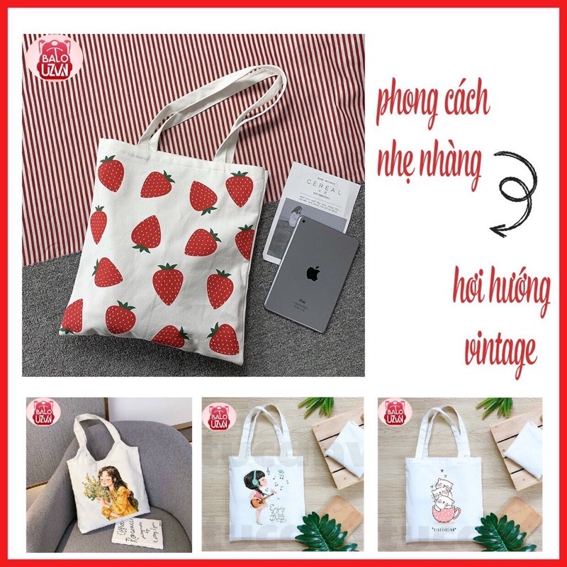 Túi tote vải canvas nam nữ unisex đi học đi chơi , túi xách đeo vải bố ulzzang thời trang nhiều ngăn đẹp rẻ