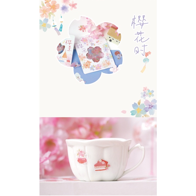 NIKKI Set 45 Miếng Dán Trang Trí Hình Hoa Anh Đào Dễ Thương