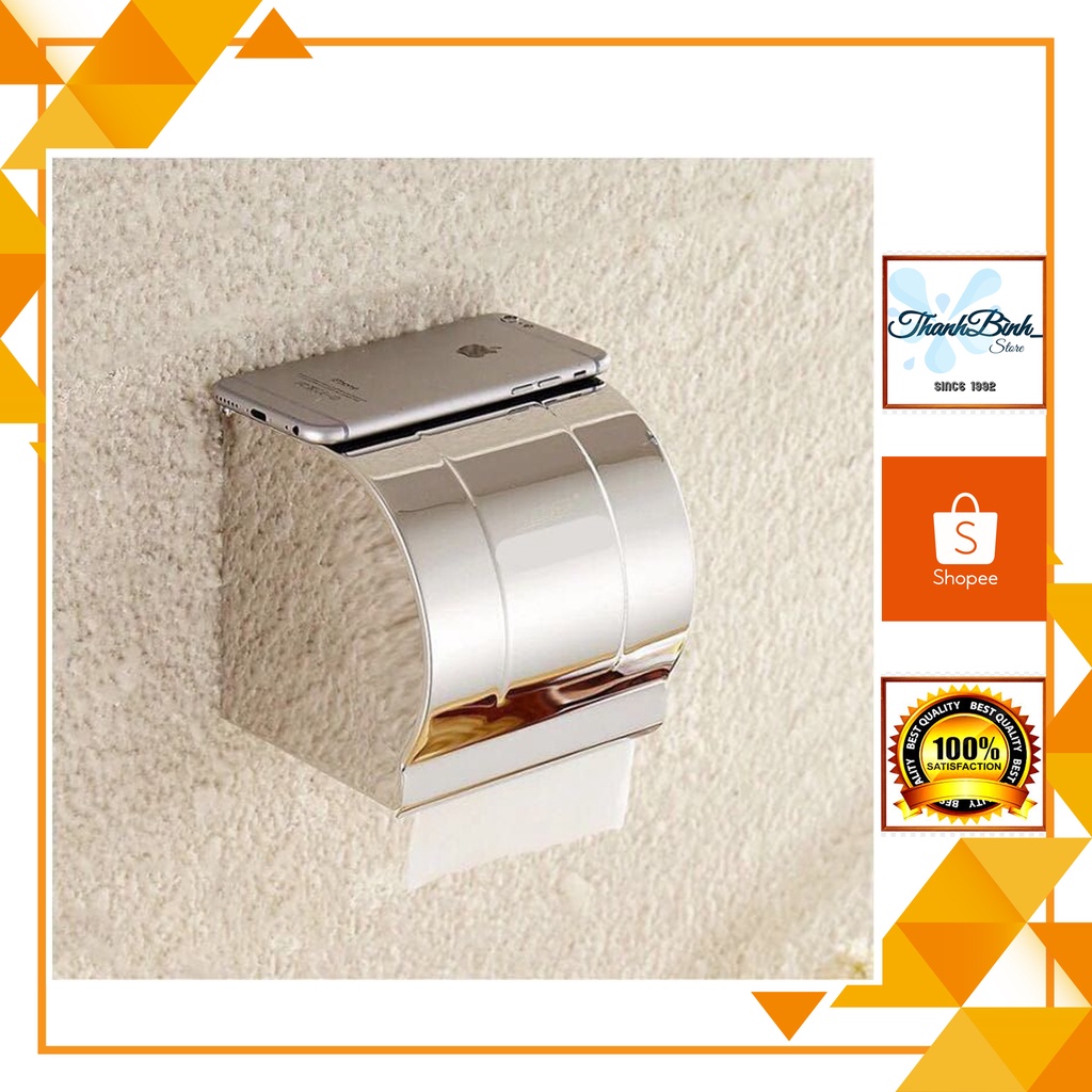 LÔ GIẤY VỆ SINH HỘP KÍN INOX 304 DÀY DẶN < ĐỰNG CẢ CUỘN GIẤY CÓ LÕI/ KHÔNG LÕI >