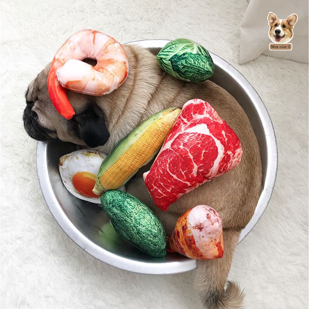 Đồ chơi gặm cho chó kiểu dáng đồ ăn 3D siêu thật