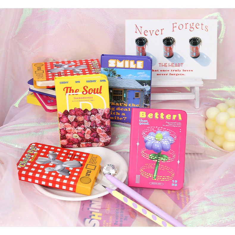 Sổ Tay Mini Khổ A7 80 Tờ Họa Tiết Dễ Thương Phong Cách Hàn Quốc