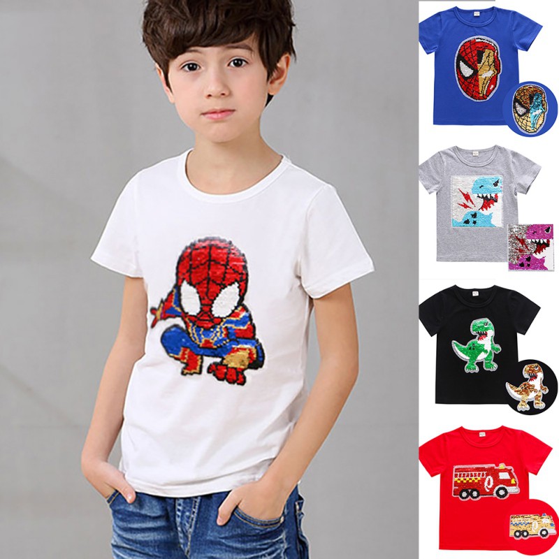 Áo Thun Tay Ngắn In Hình Dễ Thương Thời Trang Cho Bé Trai