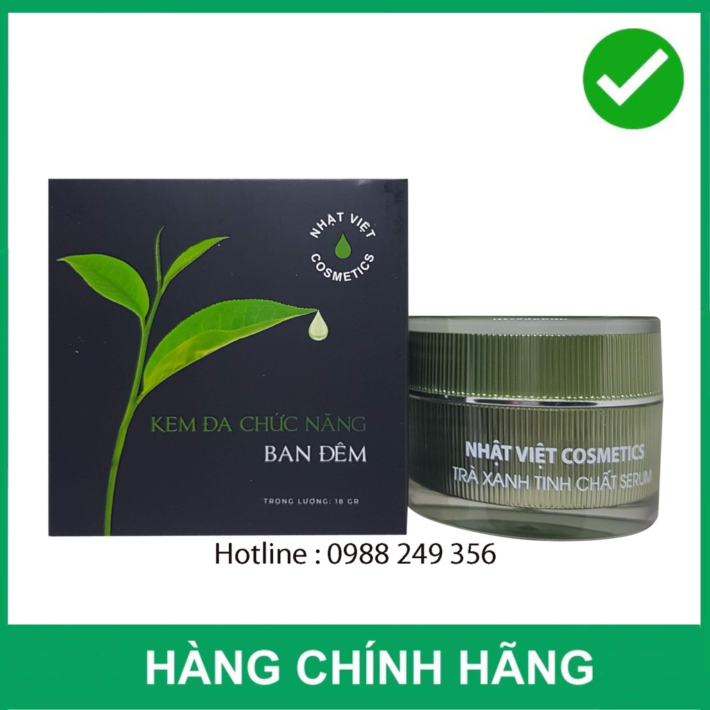 KEM ĐA CHỨC NĂNG BAN ĐÊM TRÀ XANH TINH CHẤT SERUM NHẬT VIỆT COSMETICS 18G