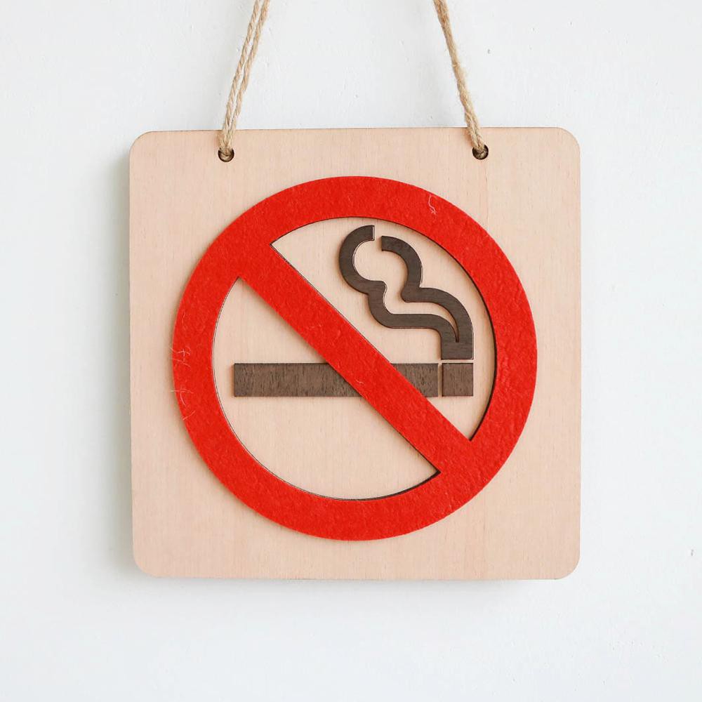 Bảng gỗ Khẩu hiệu No Smoking