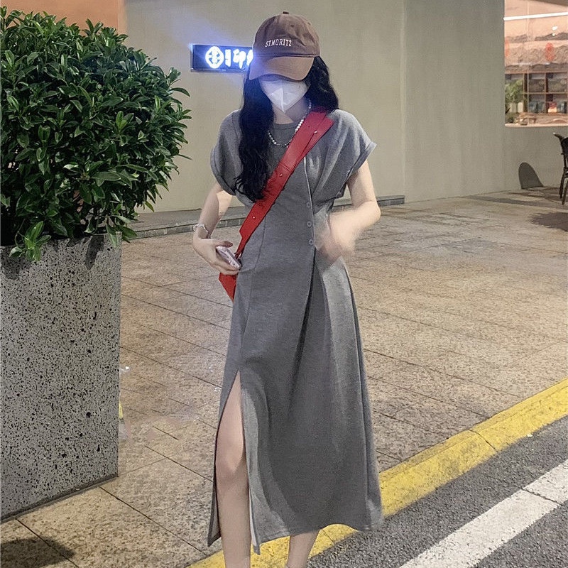 Đầm Tay Ngắn Dáng Ôm Xẻ Tà Quyến Rũ Thời Trang Cho Nữ